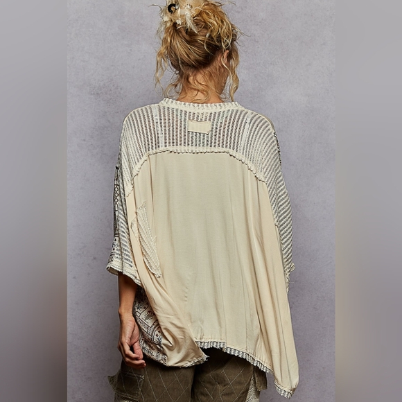 POL Cream and Brown Patterned Top - Picture 4 of 5